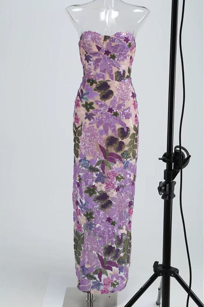 Floral strapless maxi dress 