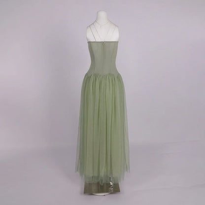 Sage Green Chiffon A-Line Floor-Length Gown