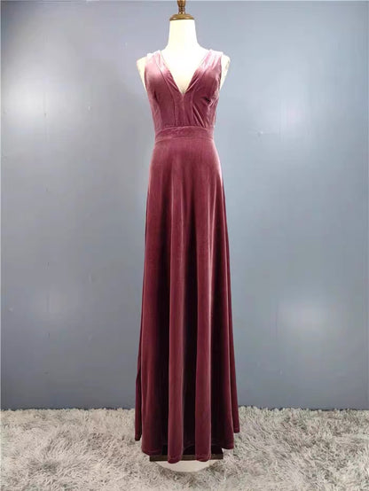 Beautiful Night Dusty Purple Velvet Sleeveless Maxi Dress