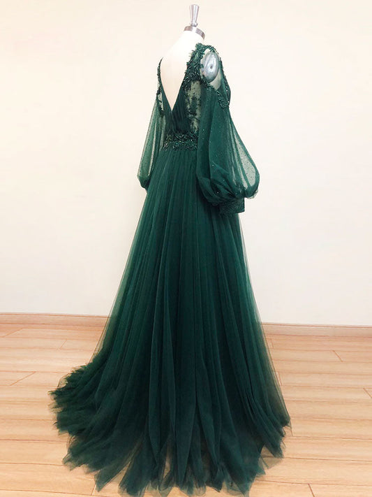 green tulle maxi dress