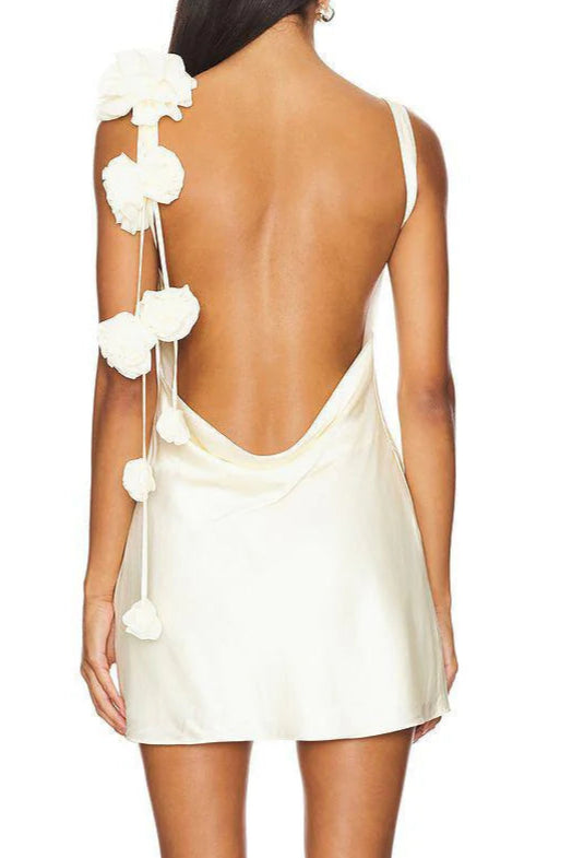 cheryl 3D flowers Sleeveless mini dress in white