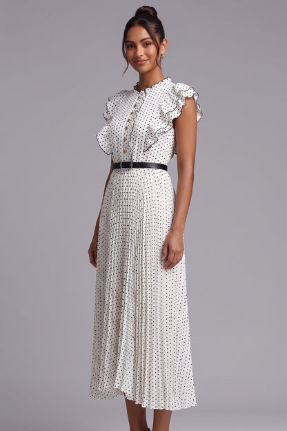 Polka Dot Ruffle Sleeve Midi Dress Premium Fabric - product view 5