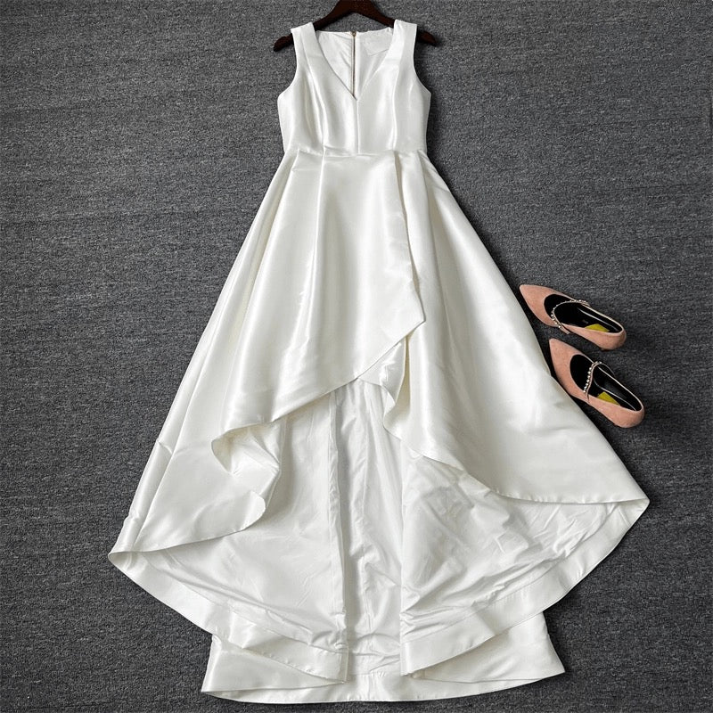 sleeveless v-neck midi dress in beige