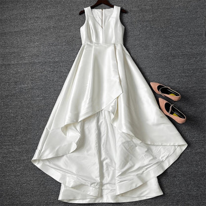 sleeveless v-neck midi dress in beige