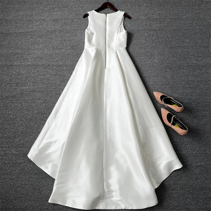 sleeveless v-neck midi dress in beige