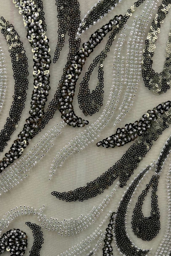 Sage Green One-Shoulder Sequin Embellished Floor-Length Gown