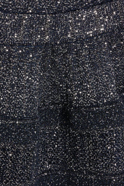 rebecca sequin stretch-knit mini dress in black