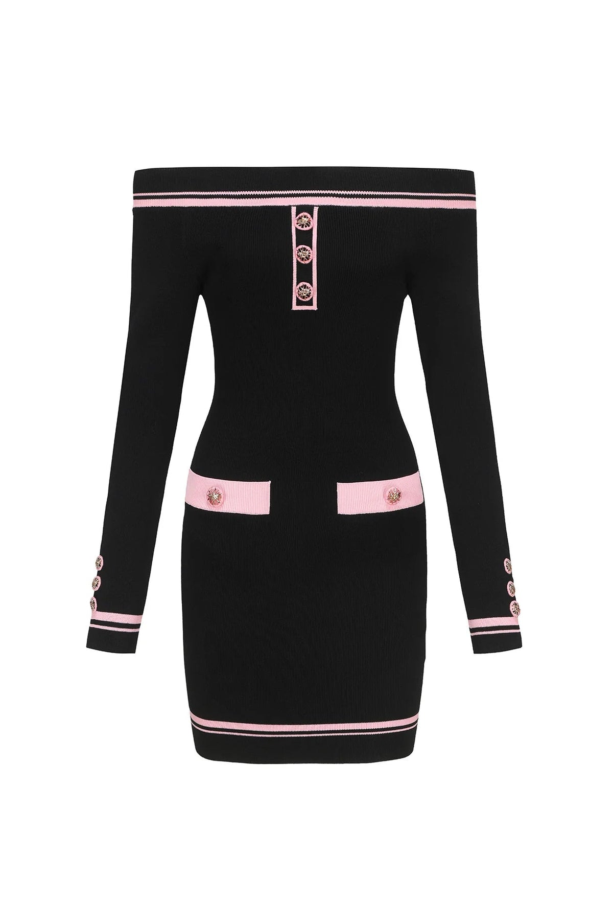 vanessa off-shoulder Knit mini Dress in black