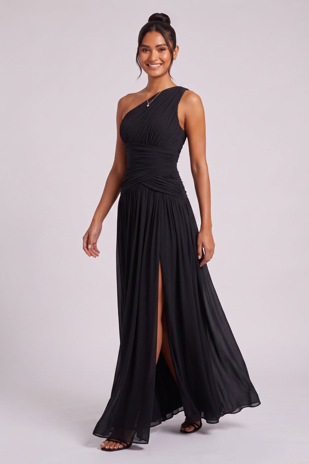 black chiffon a-line gown black chiffon gown - product view 4