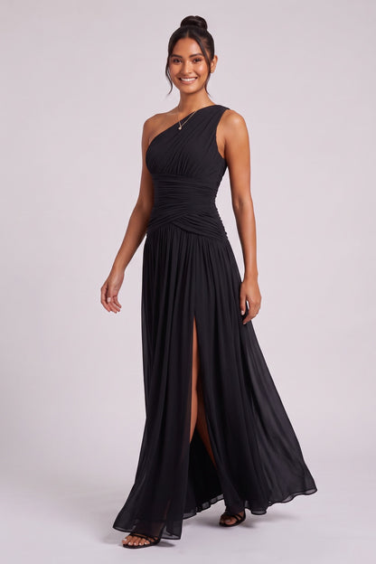 black chiffon a-line gown black chiffon gown - product view 4