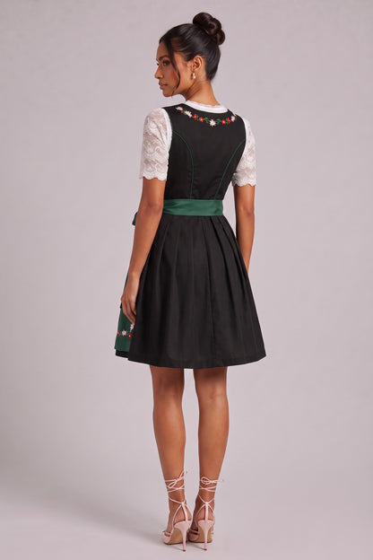 Black Woven cotton-synthetic blend Fit-and-flare Dirndl dress set Black, Dark Green, White Woven cotton-synthetic blend Dirndl dress set - product view 5