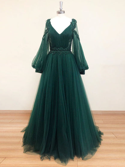 green tulle maxi dress