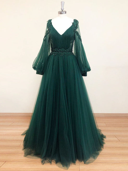 green tulle maxi dress