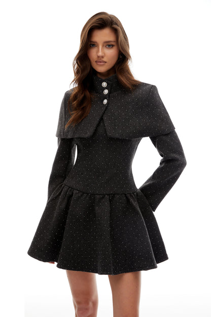Hawthy Polka Dot Cape & Dress Set