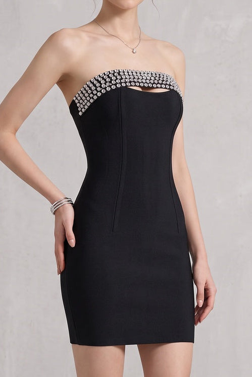 black heavy knit bodycon dress black heavy knit dress - product view 1