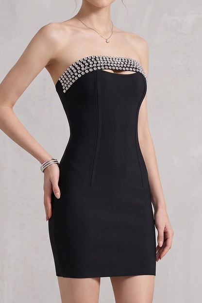 black heavy knit bodycon dress black heavy knit dress - product view 1