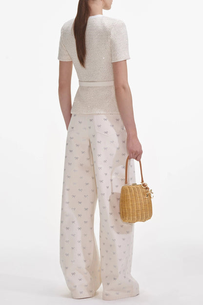 vicky Cream Sequin Knit Top