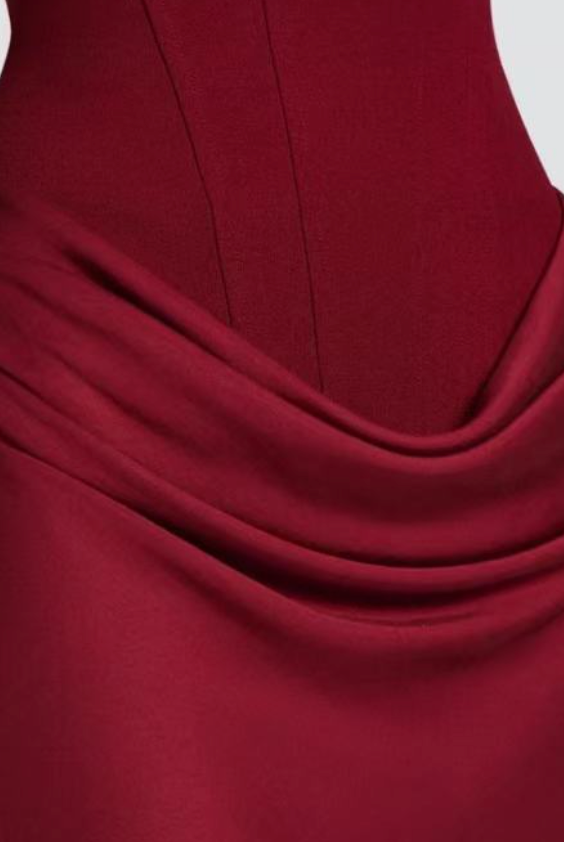 Burgundy Crepe Mermaid Gown