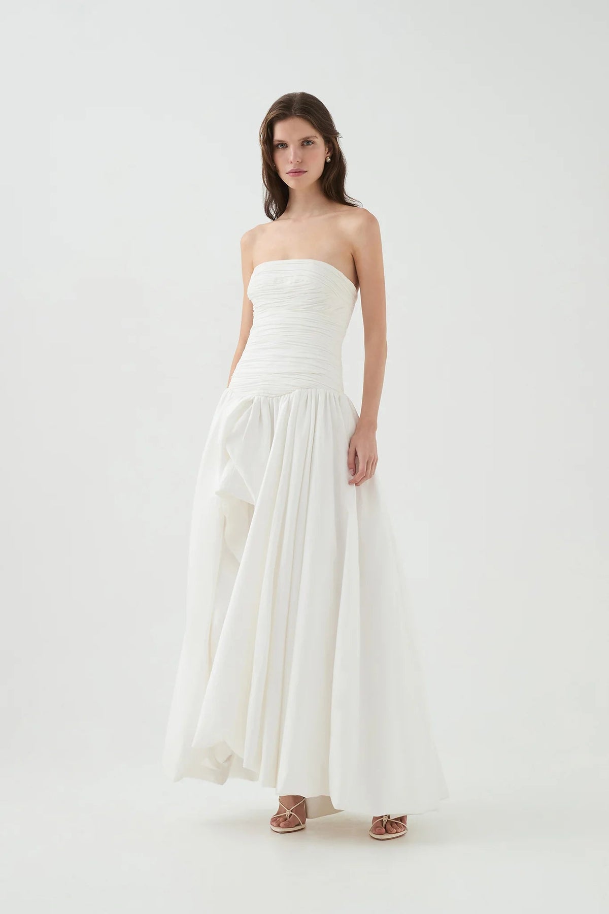nancy Bubble Hem Maxi Dress in ivory