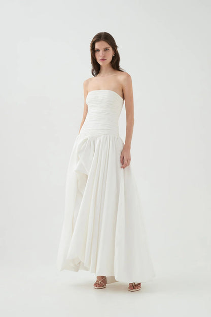 nancy Bubble Hem Maxi Dress in ivory