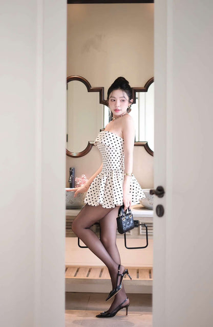Lumi Dot Strapless Mini Dress