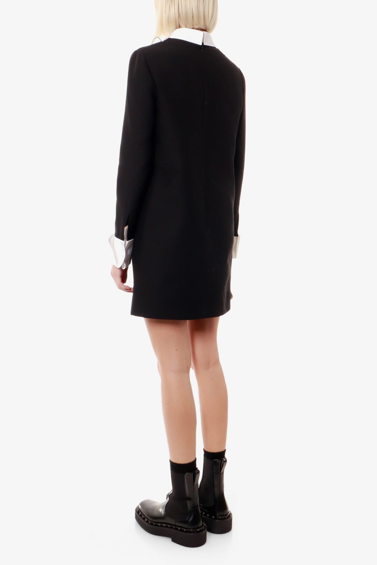 two-tone ruffle trim embellished mini dress