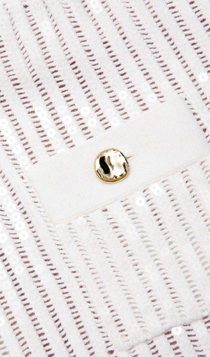 White Sequin Crochet Mini Skirt