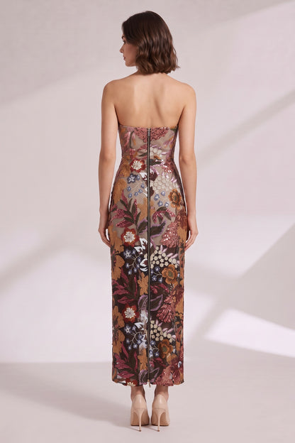 Strapless Floral Embroidered Maxi Dress Premium Fabric - product view 2