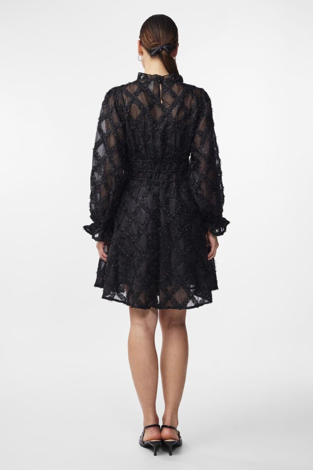 Lace mini dress in black