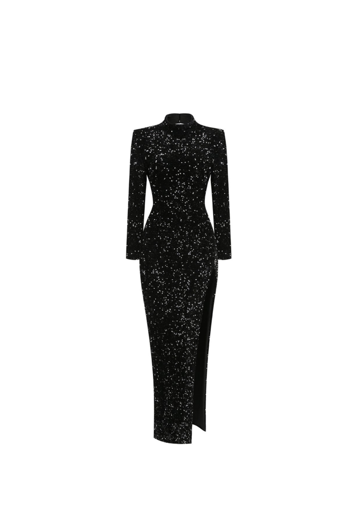 SEQUIN EMBELLISHMENTS SLIT MAXI DRESS