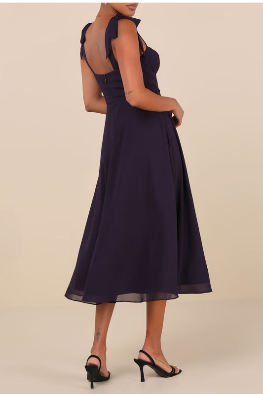 Charisma Purple Blue Tie-Strap A-Line Midi Dress