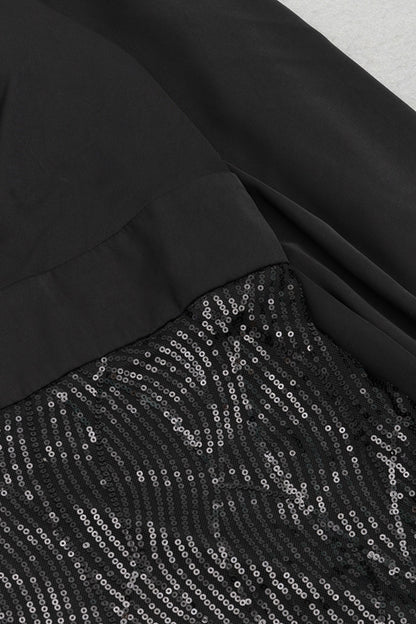 Long sleeve sequin high split midi dress