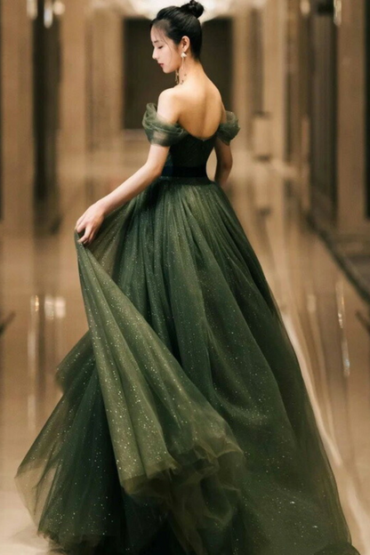 tulle green Maxi dress