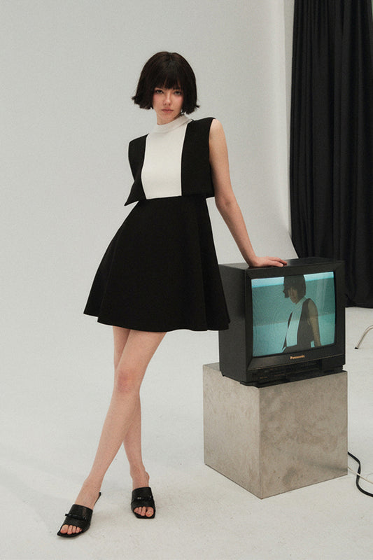 Black strapless mini dress