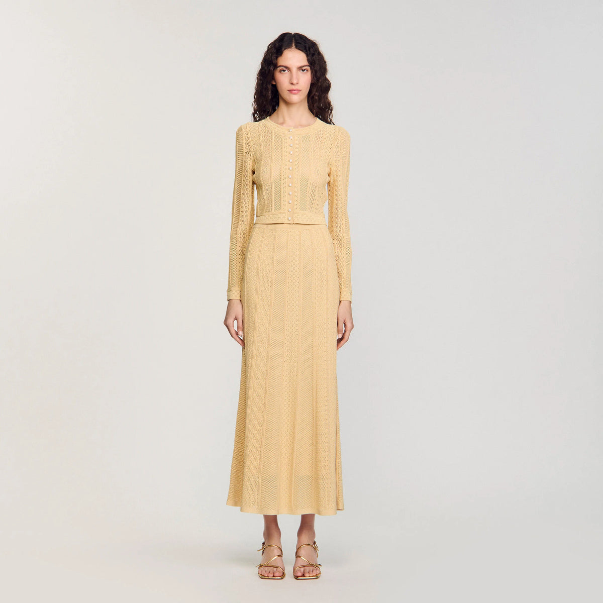tiffany knit top maxi skirt in yellow