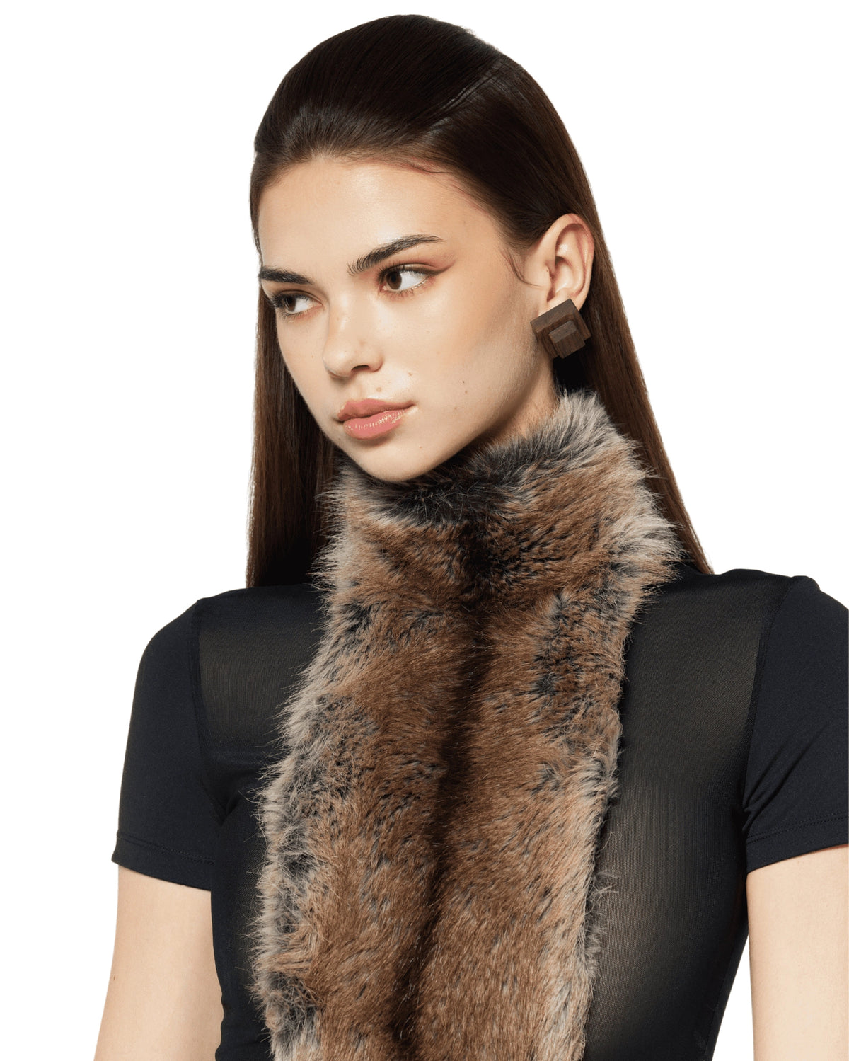 elma furry embellished Turtleneck Bodysuit in black