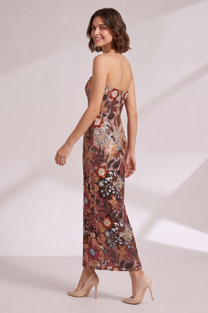 Strapless Floral Embroidered Maxi Dress Premium Fabric - product view 3
