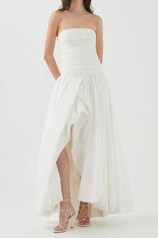 nancy Bubble Hem Maxi Dress in ivory
