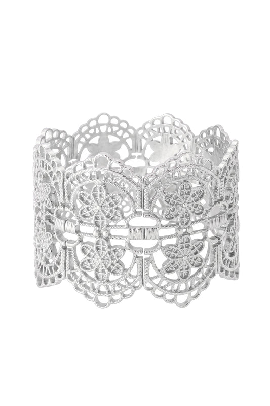 Shannon Gothic Cut Out Floral White Bracelet