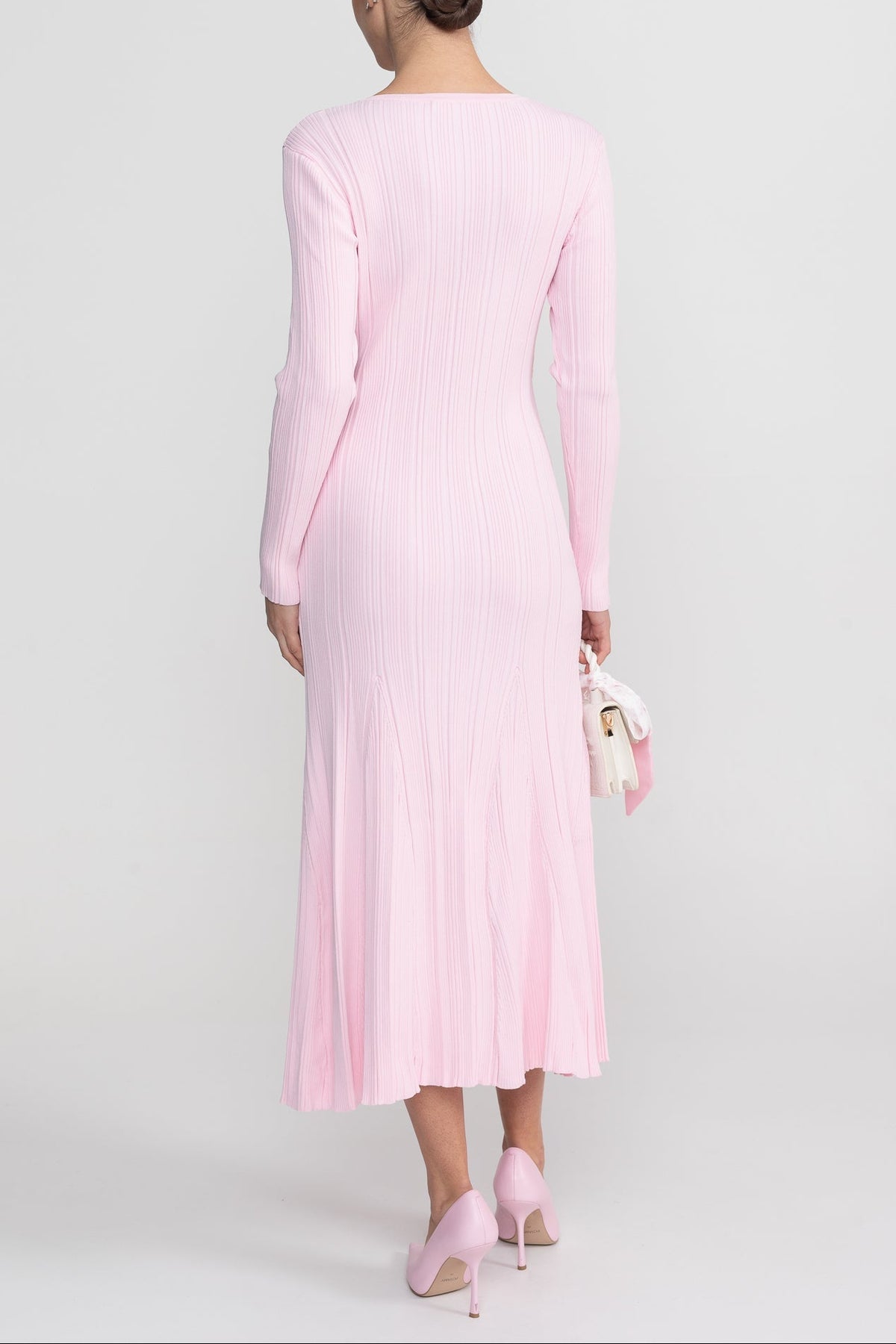 apphia Pink Contrast Lace Knit Midi Dress