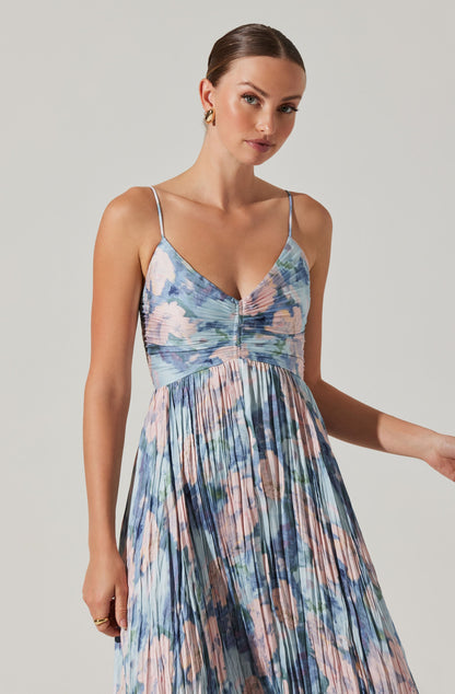 Maeve Printed Pleated Midi Dress