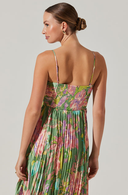 Maeve Printed Pleated Midi Dress