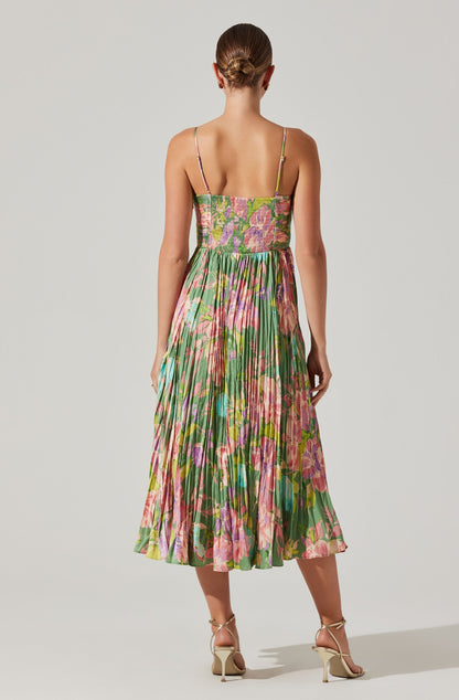 Maeve Printed Pleated Midi Dress