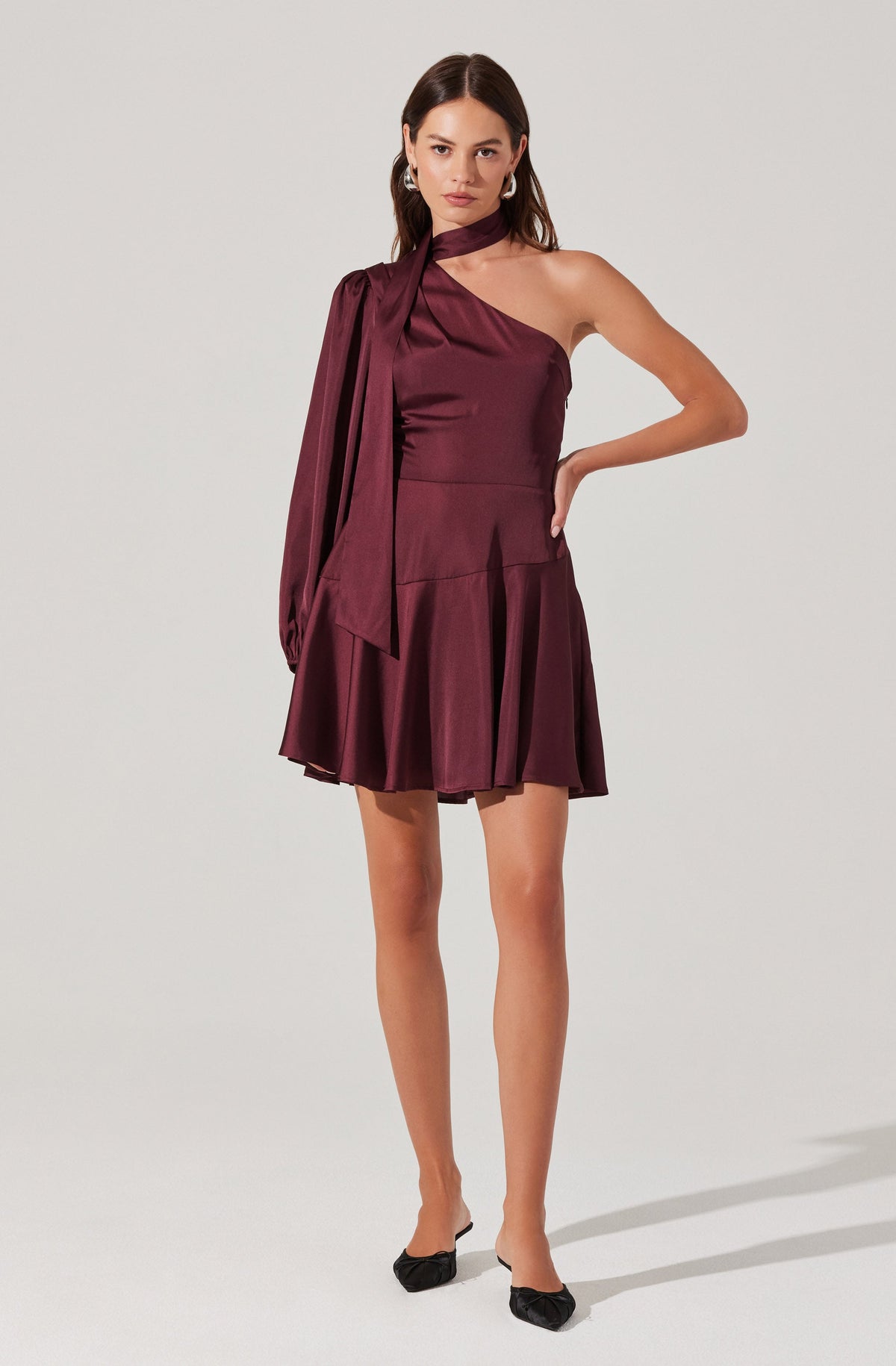 Satin Scarf Mini Skater Dress
