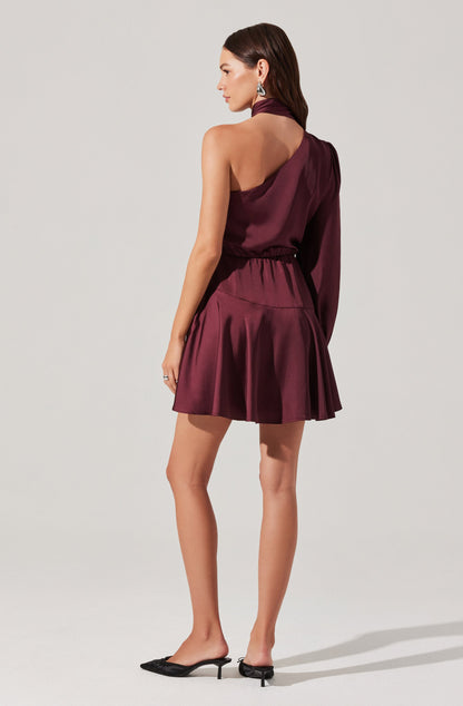 Satin Scarf Mini Skater Dress