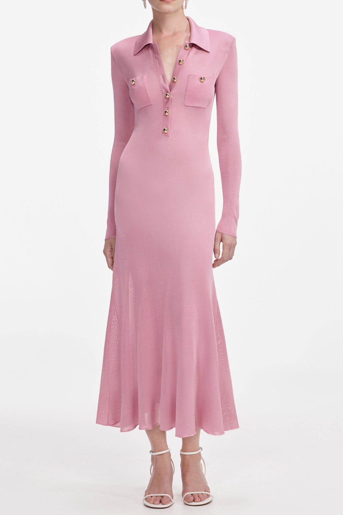 dominic Pink Viscose Knit Midi Dress