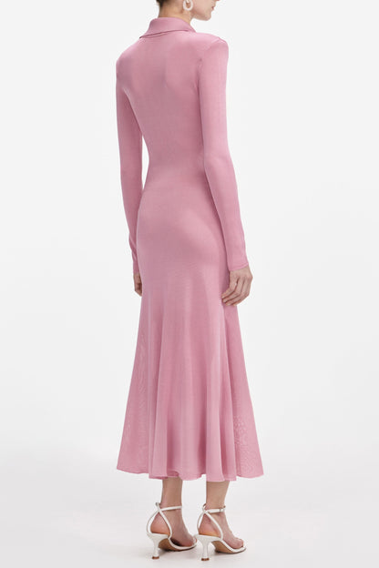 dominic Pink Viscose Knit Midi Dress