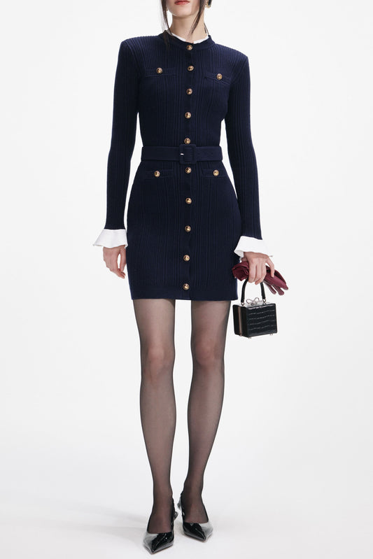 carlin Navy Viscose Knit Mini Dress