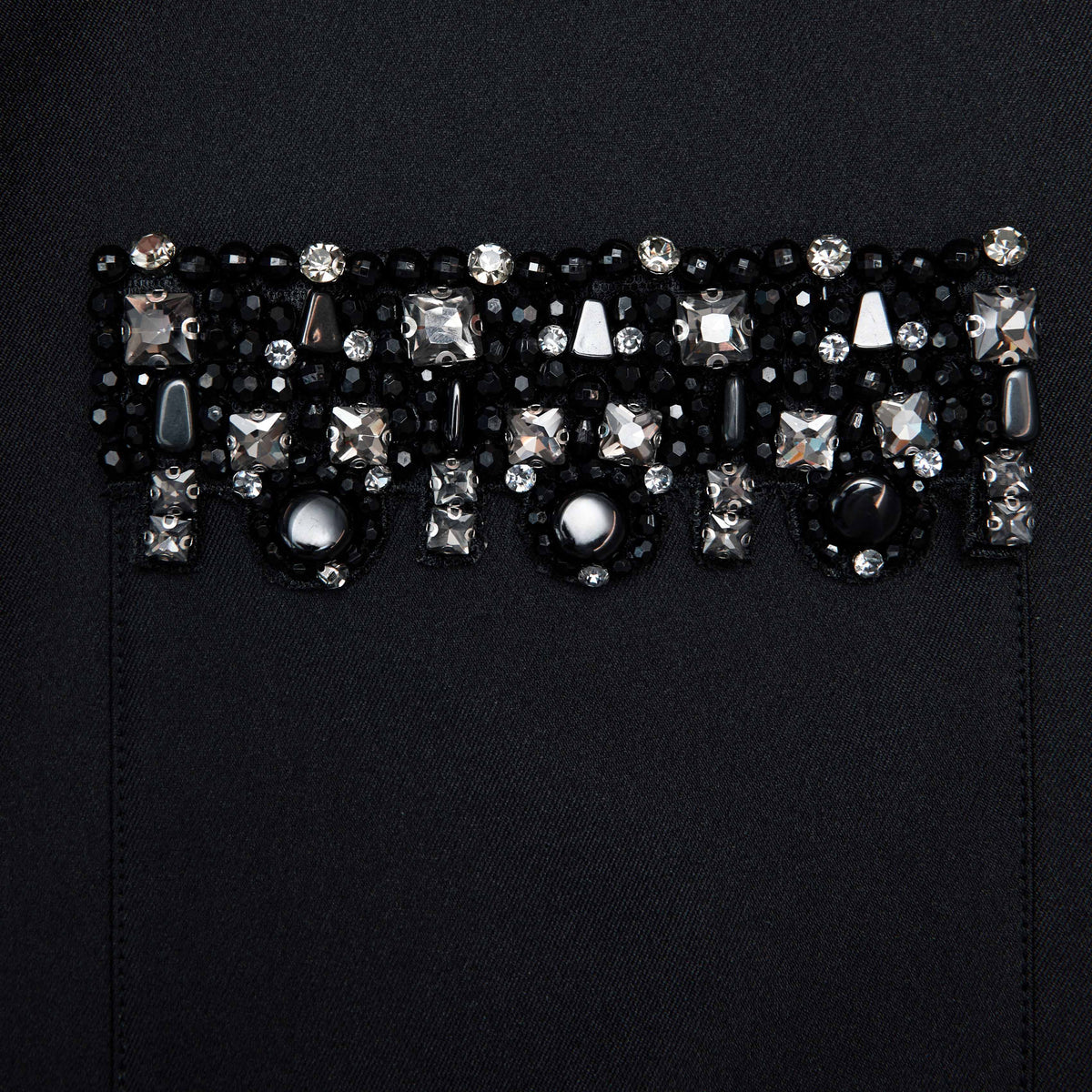 maggie Black Taffeta Embellished Trim Mini Dress