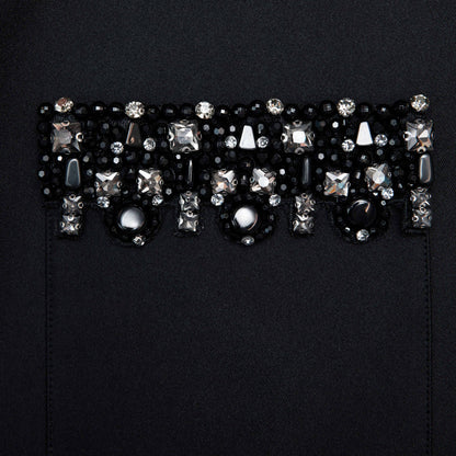 maggie Black Taffeta Embellished Trim Mini Dress